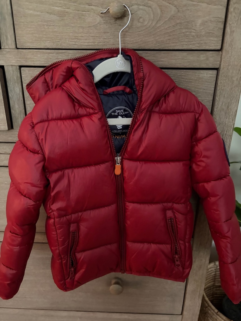 SAVE THE DUCK Kids Red Hooded Puffer Jacket